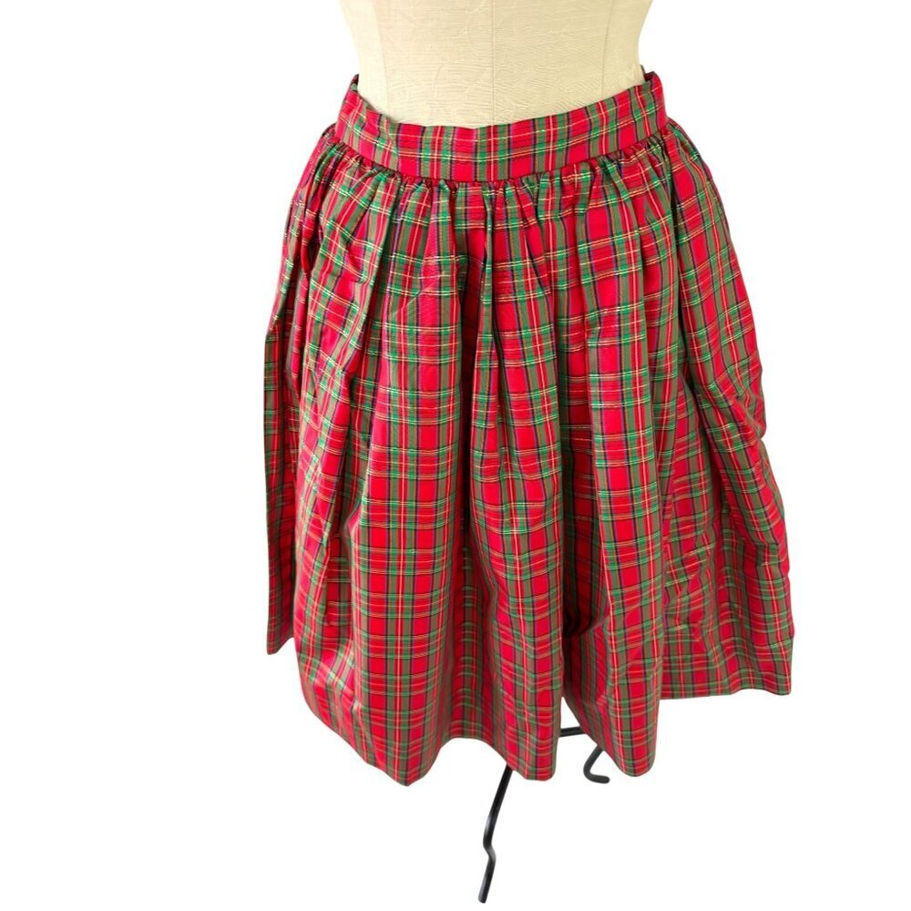 Vintage Plaid Taffeta Skirt Womens Size Small Crinoline Red High Waisted Holiday - Picture 4 of 14
